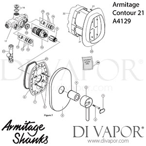 Armitage Shanks Contour 21 Thermostatic Shower Valve A4129 Spare Parts - IDL DV 417